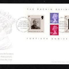 2007 Great Britain 40th Anniversary of the First Machin Miniature Sheet Commemorative Stamps Miniature Sheet addressed First Day Cover (FDC) with Edinburgh pictorial cancel