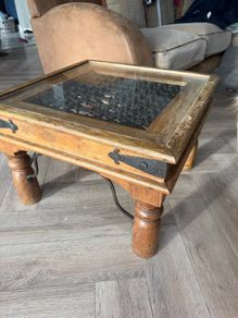 Wooden and glass table