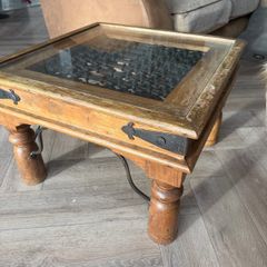 Wooden and glass table