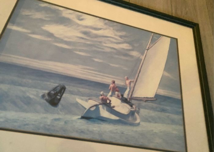 Framed Edward Hopper "Ground Swell" Sailing Print