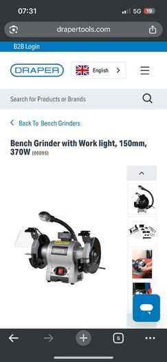 Draper Bench Grinder 370W 150mm
