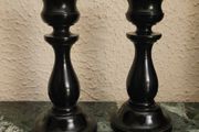 Edwardian woodturned ebony candlesticks