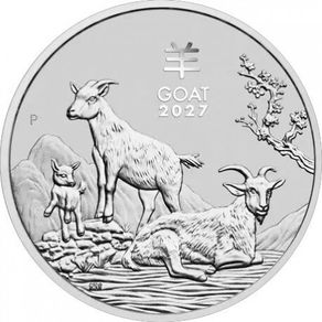 2027 Australia 1 Dollar 1 oz Silver Bullion Coin Lunar III Year of the Goat BU (In Capsule)