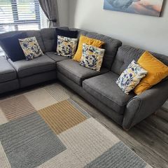 Grey Corner Sofa with Footrest