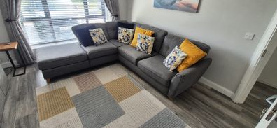 Grey Corner Sofa with Footrest