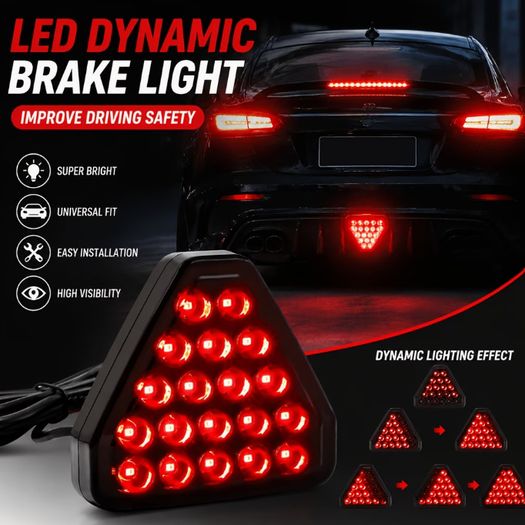 F1 Style Triangle LED Stop Light Rear Third Warning Strobe Lamp