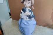 NAO by Lladro Porcelain Girl holding puppy Figurine