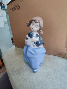 NAO by Lladro Porcelain Girl holding puppy Figurine