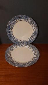 Fabulous Pair of Early Vintage Blue and White Arklow Pottery 10 Inch Dinner Plates Unknown Pattern Name, Backstamp Circa 1930/40's
