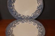 Fabulous Pair of Early Vintage Blue and White Arklow Pottery 10 Inch Dinner Plates Unknown Pattern Name, Backstamp Circa 1930/40's