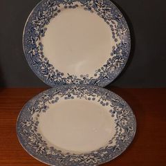 Fabulous Pair of Early Vintage Blue and White Arklow Pottery 10 Inch Dinner Plates Unknown Pattern Name, Backstamp Circa 1930/40's