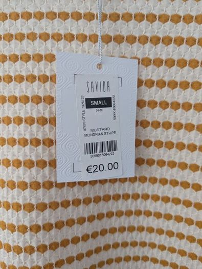 Yellow & White Stripe Savida Long Sleeved Top Size Small
