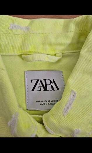 Zara Cropped Lime Denim Jacket Size M