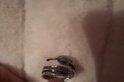 feather wrap ring with turquoise