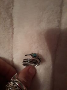 feather wrap ring with turquoise