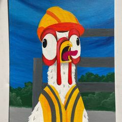 Crazy Builder Original Acrylic Painting