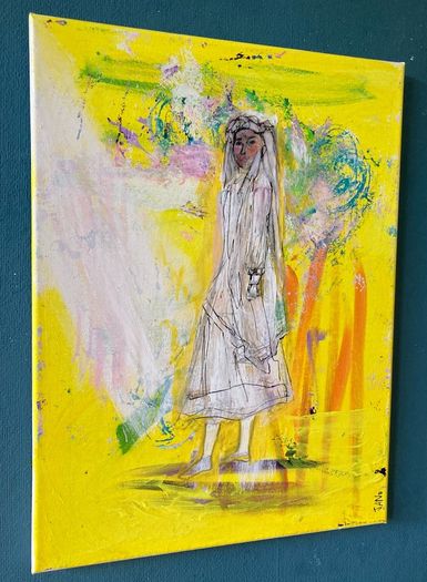 Framed Original Painting Eclectic Art Dublin Wedding Dress Art Bridal Original Art - Fashion Art - Couture Bride - Irish Figurative Art