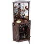 Industrial Corner Bar Cabinet with Wine Rack & Glass Holder  Black Walnut Image 6