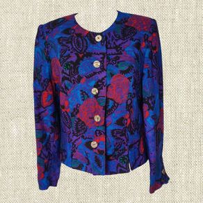 VINTAGE 1990s 1980s wool floral jacket blazer by Jimmy Hourihan Made in Ireland