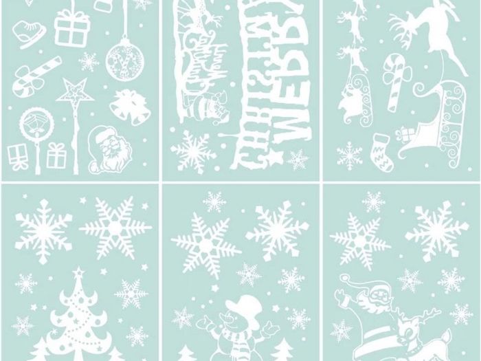 104 Static Snow Flakes Stickers Merry Christmas Snowflakes Window Clings for Xmas Window Display - Static PVC Stickers (FREE POSTAGE)