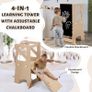 Wooden Kitchen Step Helper Learning Standing Tower with Slide 3 Levels Adjustable Heights Standing Step with Chalkboard Multifunctional Kids Step Stool Suit for Kitchen Counter and Children's Room Image 2
