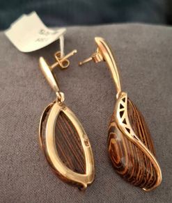 Earrings wood and silver 925