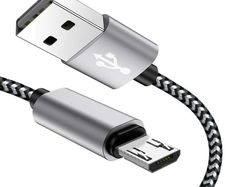 New 1m Nylon Micro USB Fast Quick Charge 3.0 Silver 100cm Cable Lead Data #904