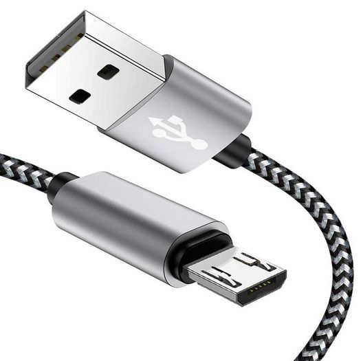 New 1m Nylon Micro USB Fast Quick Charge 3.0 Silver 100cm Cable Lead Data #904