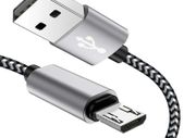 New 1m Nylon Micro USB Fast Quick Charge 3.0 Silver 100cm Cable Lead Data #904