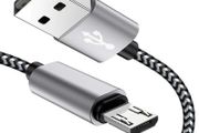 New 1m Nylon Micro USB Fast Quick Charge 3.0 Silver 100cm Cable Lead Data #904