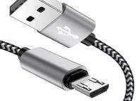 main image for ad New 1m Nylon Micro USB Fast Quick Charge 3.0 Silver 100cm Cable Lead Data #904