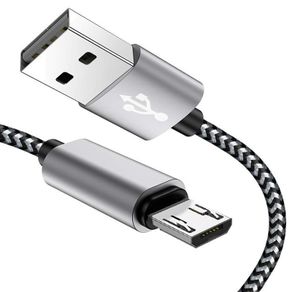 New 1m Nylon Micro USB Fast Quick Charge 3.0 Silver 100cm Cable Lead Data #904
