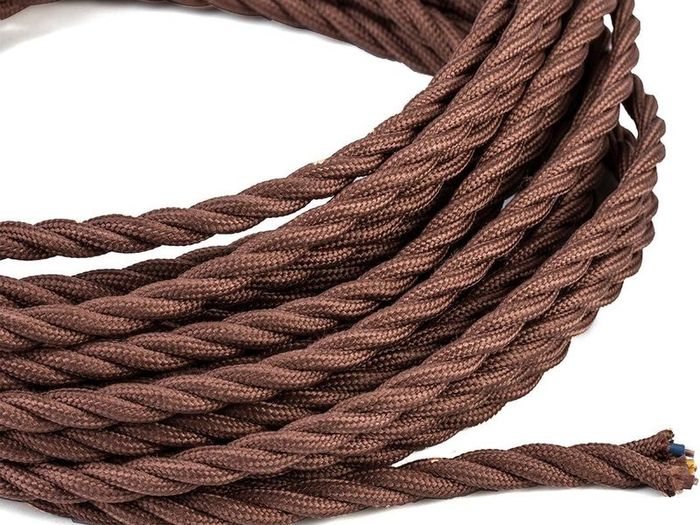 10 Meters 3 Core Brown Braided Electrical Cable Licperron Vintage Antique Cloth Covered Fabric Twisted Electrical Wire for DIY Industrial Pendant Light, VDE Certification
