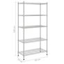 5-Tier Storage Shelf 90x35x180 cm Chrome 250 kg Image 4