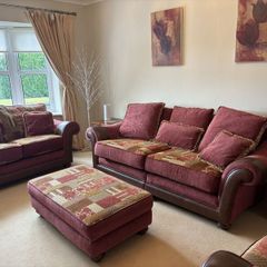3-Piece Suite, Footstool & Solid Wood Furniture