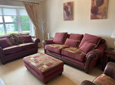 3-Piece Suite, Footstool & Solid Wood Furniture