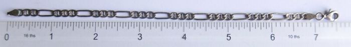 Vintage 925 Sterling Silver Figaro Link Chain Bracelet (in original box) length 7,5" - 5,2g