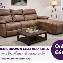 New Athens Brown Leather Chaser Recliner