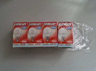 E14 LED Light Bulb, Small Screw Light Bulb, 5.2W 470lm, 40W Equivalent SES E14 Bulb, Daylight White 6500K E14 Golf Ball Bulb, Energy Saving LED P45 Bulb, 220-240V, Non-Dimmable, Pack of 4