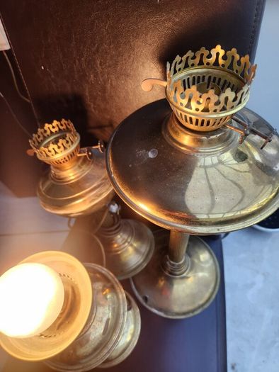 vintage brass table lamps ..electric x3