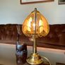 Mid Century Chic Brass Stylised Lamp with Smokey Glass Shade 1970s Image 10