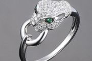Leopard Emerald Stone Crystal Silver Ring