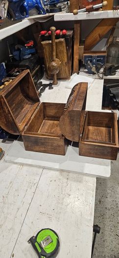 pair of wooden boxes