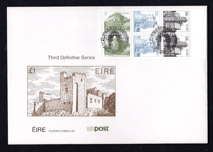 1985 Ireland Custom House Dublin Architecture Definitive Stamps Booklet Pane on An Post First Day Cover (FDC) with Dublin pictorial cancel