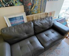 3-Seater Dark Grey Faux Leather Sofa