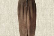 VINTAGE 1980s khaki suede leather high waist midi wiggle skirt Made in Ireland by Body Rock size 8