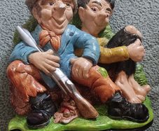 Vintage Irish Wall Plaque Chalkware Sculpture 'Jolly Hunters' Forrestal Art
