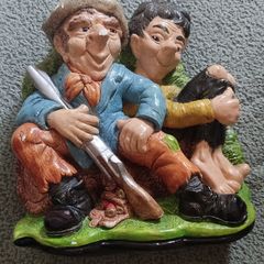 Vintage Irish Wall Plaque Chalkware Sculpture 'Jolly Hunters' Forrestal Art