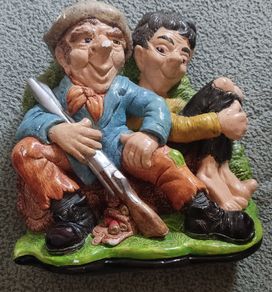 Vintage Irish Wall Plaque Chalkware Sculpture 'Jolly Hunters' Forrestal Art