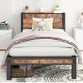 Single Bed Frame with Wood Storage Headboard, Image 7